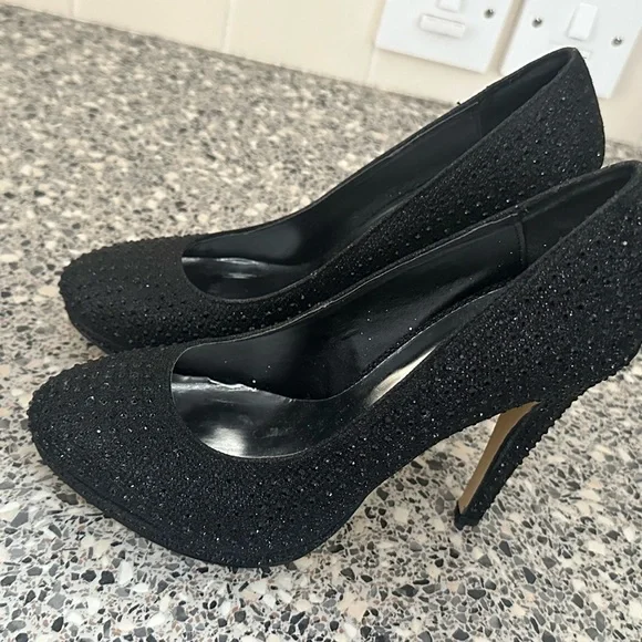 Sparkle black high heels black size 7 truffle used occasion wedding occasion - Picture 3 of 16